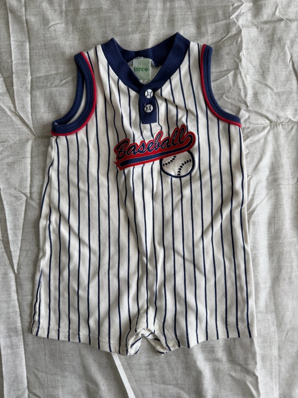 Circo Baby Boy Baseball Pinstripe Sleeveless Romper